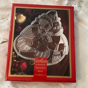 Snowman glass candy dish